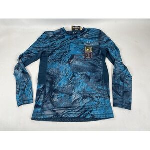 Realtree Fishing Backpaddle Blue Reversible Long Sleeve Shirt Mens Size XXL